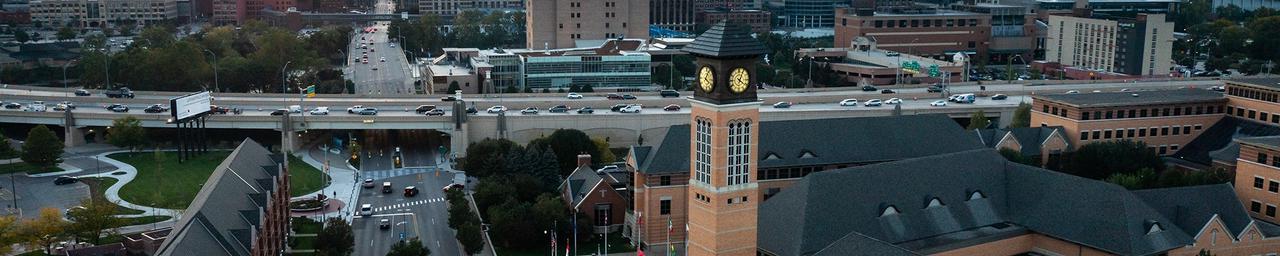 Grand Valley's Robert C. Pew Grand Rapids Campus Clocktower